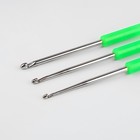 Набор крючков для вязания, с пластиковыми ручками и колпачками, d = 1,5-2,5 мм, 14 см, 3 шт, цвет МИКС - Фото 4