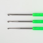 Набор крючков для вязания, с пластиковыми ручками и колпачками, d = 1,5-2,5 мм, 14 см, 3 шт, цвет МИКС - Фото 5