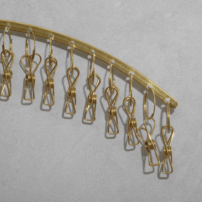 Вешалка для аксессуаров 20 прищепок, 43,2×24 см, цвет золото - фото 1887178952