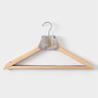 Плечики - вешалки для одежды LaDо́m Bois, 3 шт., деревянные сорт А, антискользящая перекладина, 44×1.2×23 см, светлое дерево - Фото 8