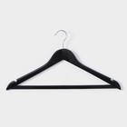 Плечики - вешалки для одежды LaDо́m Bois, 3 шт., деревянные сорт А, антискользящая перекладина, 44.5×1.2×23 см, тёмное дерево - Фото 4