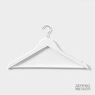 Плечики - вешалки для одежды LaDо́m Soft-Touch, 3 шт., деревянные, с перекладиной, широкие плечики, 44.5×23 см, белые - Фото 3