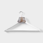 Плечики - вешалки для одежды LaDо́m Soft-Touch, 3 шт., деревянные, с перекладиной, широкие плечики, 44.5×23 см, белые - Фото 9