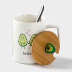 Кружка с крышкой и ложкой Avocado, 360 мл, керамика, белая - Фото 2
