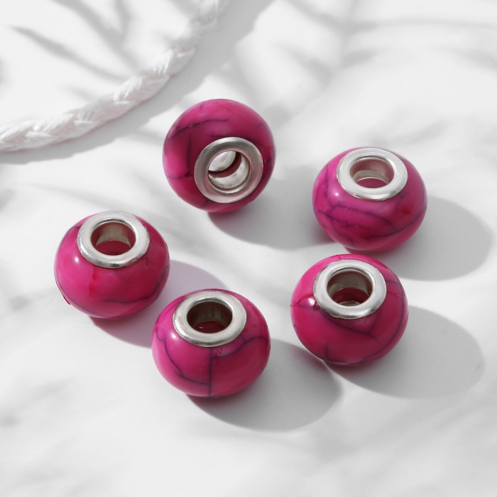 Шарм бусина «Текстура» ярко-розовая