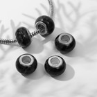 Бусина "Клякса", цвет чёрный в серебре - фото 10668333