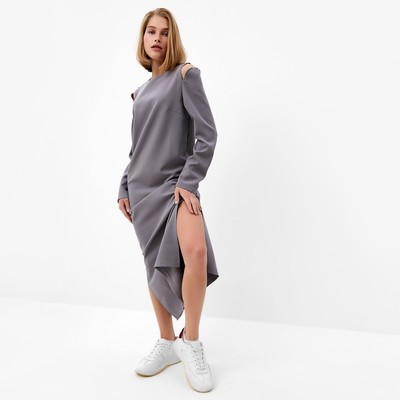 Платье с разрезами макси женское MINAKU: Casual collection, графит, размер 42