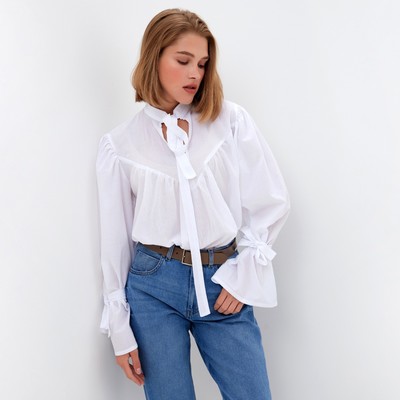 Блузка женская MINAKU: Enjoy, размер 42, белый