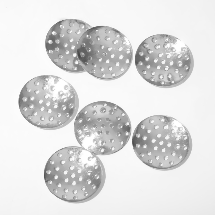 Основа-круг перфорированная 20 мм (набор 100 шт.), цвет серебро - Фото 1