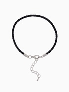 Браслет для шармов «Косичка» кожаный, вощёный, цвет чёрный в серебре, L=20 см с удлинителем - Фото 1