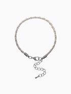 Браслет для шармов «Косичка» кожаный, вощёный цвет белый в серебре, L=20 см с удлинителем - Фото 1