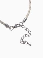 Браслет для шармов «Косичка» кожаный, вощёный цвет белый в серебре, L=20 см с удлинителем - Фото 3