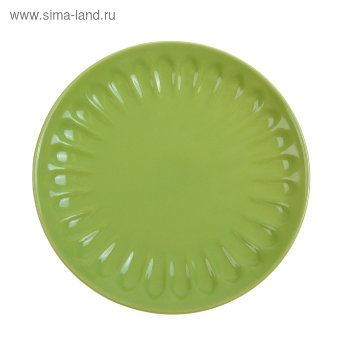Тарелка керамическая десертная «Изобилие», d=21 см, цвет зелёный - Фото 1