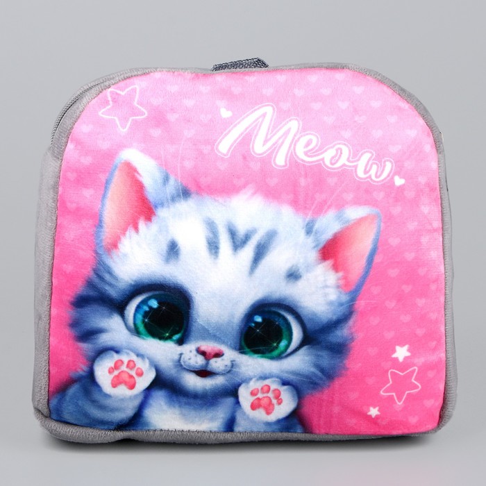 Рюкзак детский плюшевый «Милый котик», 23 × 23 × 7 см - фото 1906328883
