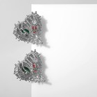 Серьги со стразами «Сердце» в проволоке, цветные в серебре - Фото 1