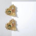 Серьги со стразами «Сердце» в проволоке, цветные в золоте - Фото 1