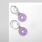 Серьги эмаль «Сердце», цвет фиолетовый в серебре - фото 6995561