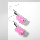 Серьги «Мишки» прозрачные, цвет чёрно-розовый в серебре - фото 6995563