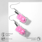 Серьги пластик «Мишки» прозрачные, цвет чёрно-розовый в серебре - Фото 2