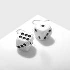 Серьги пластик «Кости» игральные кубики, цвет бело-чёрный в серебре - Фото 2