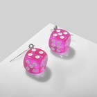 Серьги «Кости» игральные кубики, цвет розово-белый в серебре - Фото 3