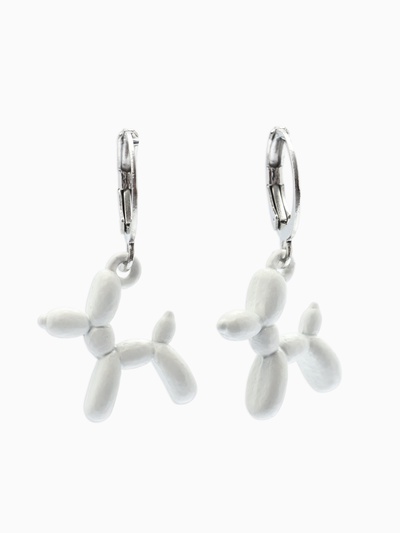 Серьги металл «Собачки» игрушечные, цвет белый в серебре