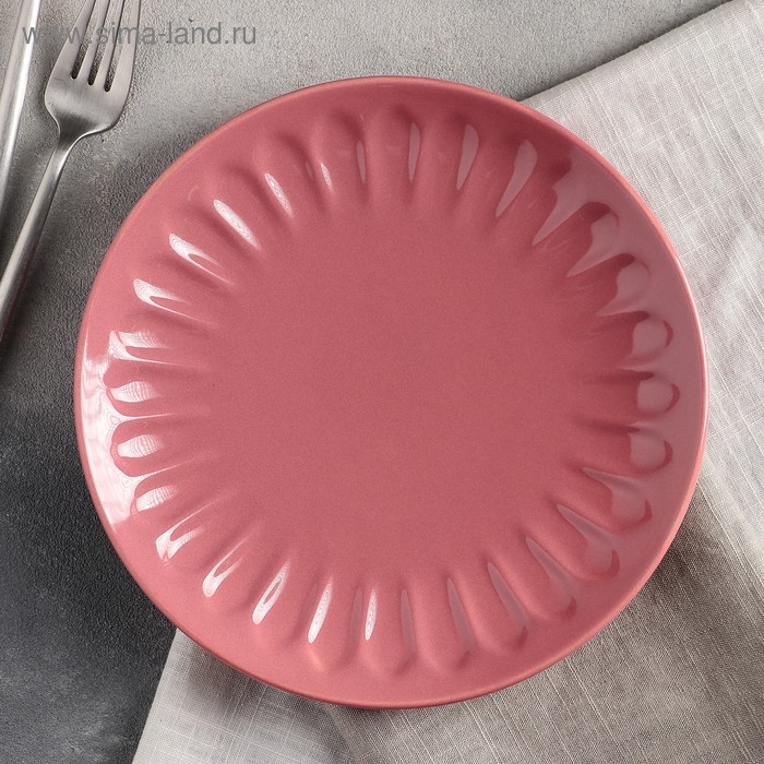 Тарелка керамическая десертная «Изобилие», d=21 см, цвет розовый - Фото 1