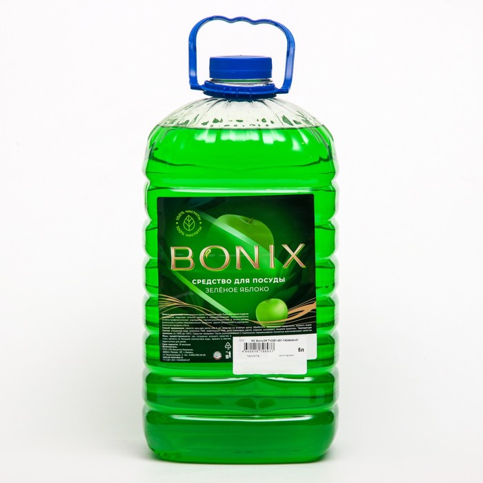 Моющее средство для мытья посуды Bonix, зеленое яблоко 5 л
