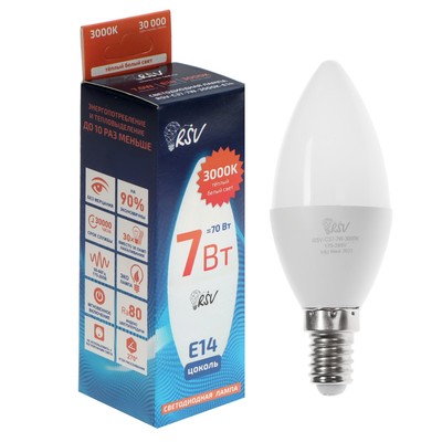 Светодиодная лампа RSV-C37-7W-3000K-E14