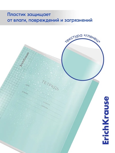 Тетрадь 12 листов, ErichKrause «Классика. CoverPro», в клетку, пластиковая обложка, блок офсет, 100% белизна, МИКС