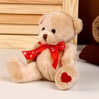 Мягкая игрушка «Медвежонок», с красным бантиком, 16 см, цвет коричневый - Фото 2