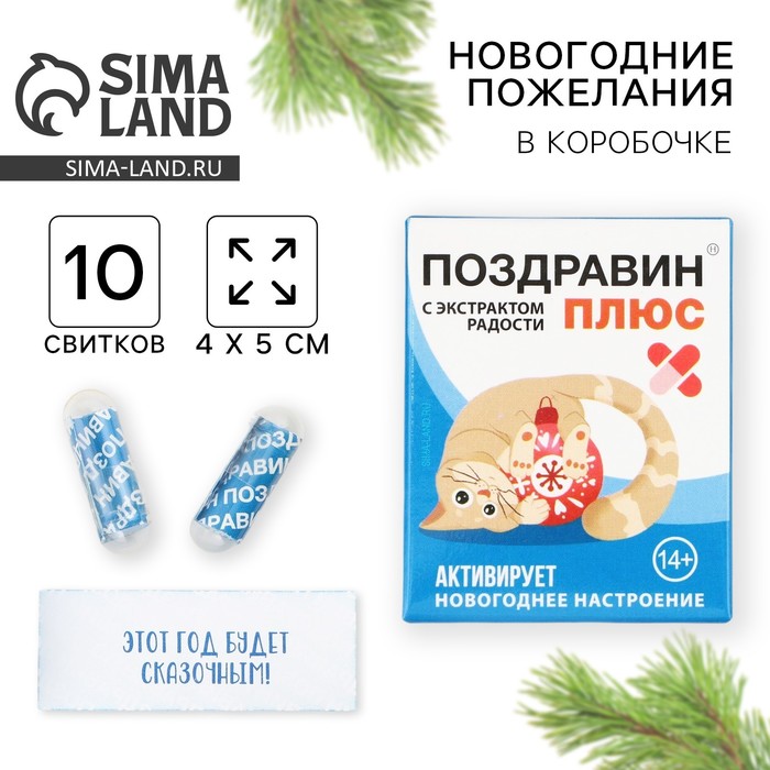 Новогодние пожелания в коробочке «Новый год: Поздравин», 10 свитков - Фото 1