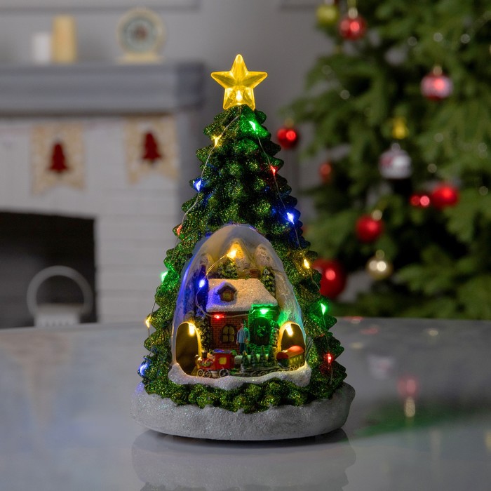 Светодиодная фигура «Новогодняя ёлка» 13 × 23 × 13 см, полистоун, батарейки АААх2 (не в комплекте), свечение мульти