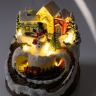 Светодиодная фигура «Поезд и снеговик» 16 × 10 × 12 см, полистоун, батарейки АААх2 (не в комплекте), USB, свечение тёплое белое - Фото 3