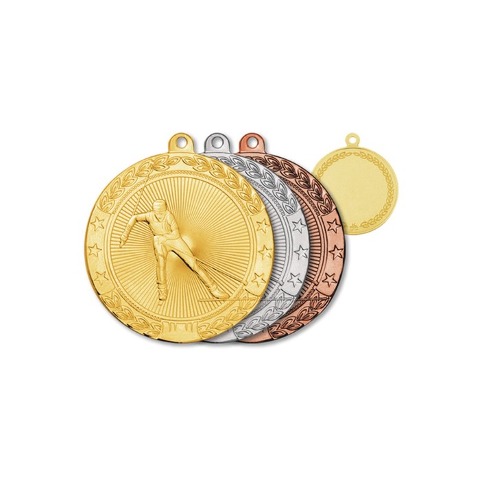 Медаль «Лыжи», d=50 мм, толщина 2 мм, цвет золото - Фото 1