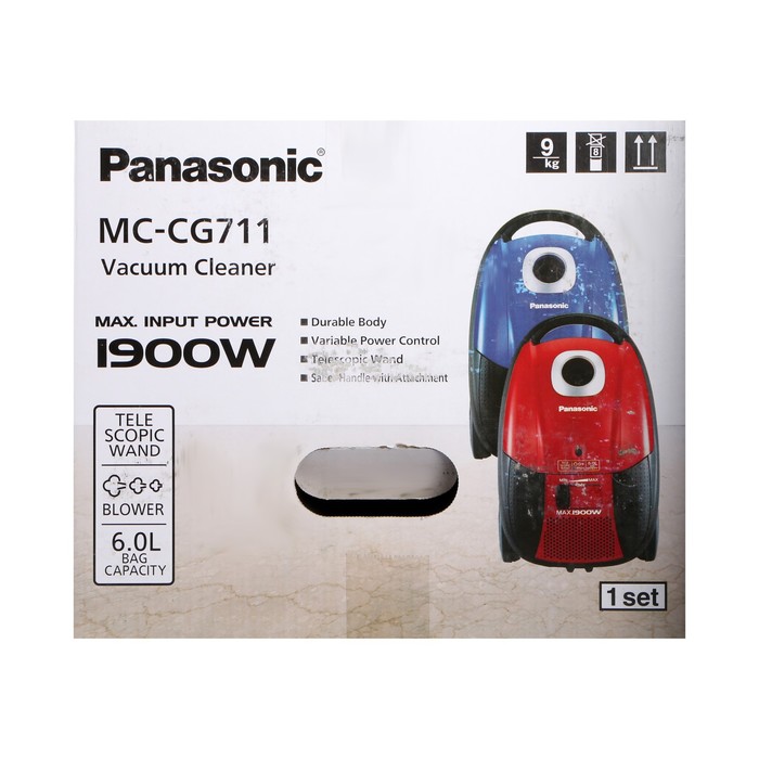 Пылесос PANASONIC MC-CG711A, мешок, 1900/350 Вт, 6 л, 65 дБ, шнур 5 м, синий