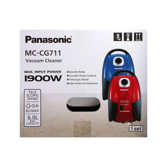 Пылесос PANASONIC MC-CG711R, мешок, 1900/350 Вт, 6 л, 65 дБ, шнур 5 м, красный - фото 51329235