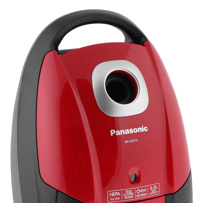 Пылесос PANASONIC MC-CG713R, мешок, 2000 Вт, 6 л, 65 дБ, шнур 5 м, красный