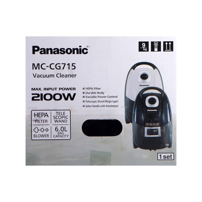 Пылесос PANASONIC MC-CG715 K, мешок, 2100 Вт, 6 л, 65 дБ, шнур 5 м, чёрный