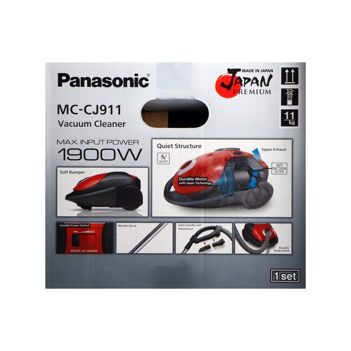 Пылесос PANASONIC MC-CJ911R, мешок, 1900 Вт, 6 л, красный
