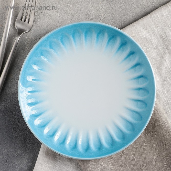Тарелка керамическая десертная «Изобилие», d=21 см, цвет голубой - Фото 1