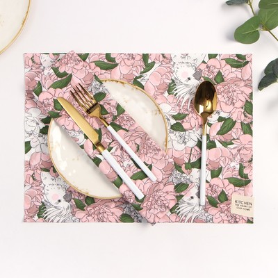 Набор салфеток «Этель. Попугай», 30×40 см - 2 шт., 80% хлопок, 20% п/э, сатин 110 г/м²