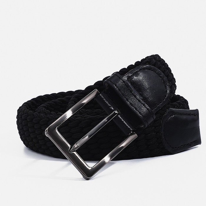 Ремень, ширина 3.5 см, резинка, пряжка металл, цвет чёрный - Фото 1