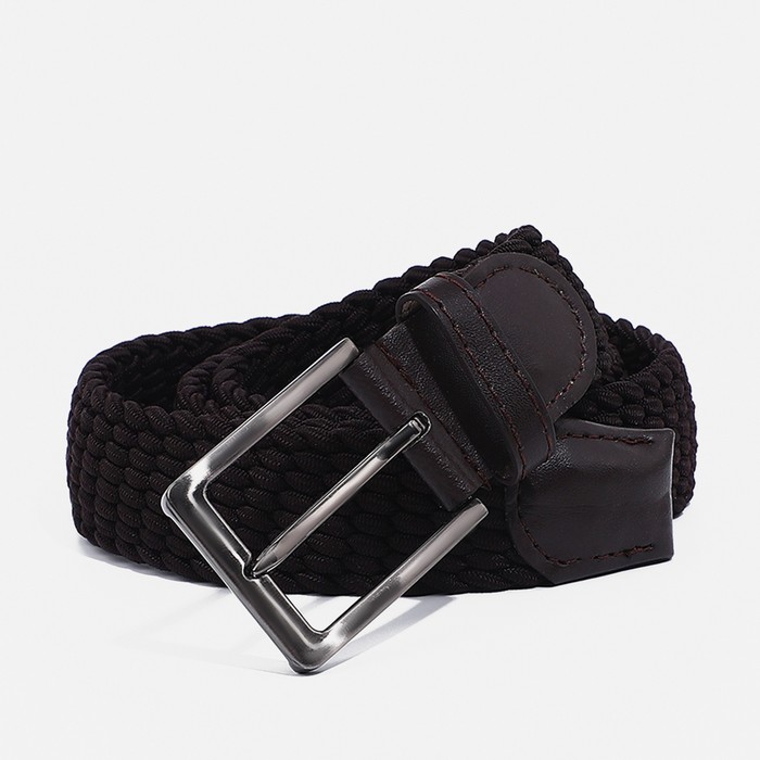 Ремень, ширина 3.5 см, резинка, пряжка металл, цвет коричневый - Фото 1