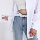 Ремень, ширина 3.5 см, резинка, пряжка металл, цвет белый - фото 22386275