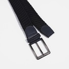 Ремень, ширина 3.5 см, резинка, пряжка металл, цвет серый - фото 22386280