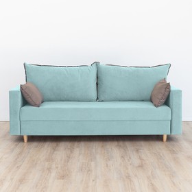 Прямой диван «Венеция», механизм еврокнижка, велюр, цвет бирюзовый