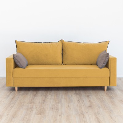 Прямой диван «Венеция», механизм еврокнижка, велюр, цвет горчичный