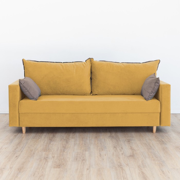 Прямой диван «Венеция», механизм еврокнижка, велюр, цвет горчичный - Фото 1