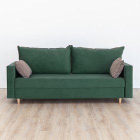Прямой диван «Венеция», механизм еврокнижка, велюр, цвет зелёный